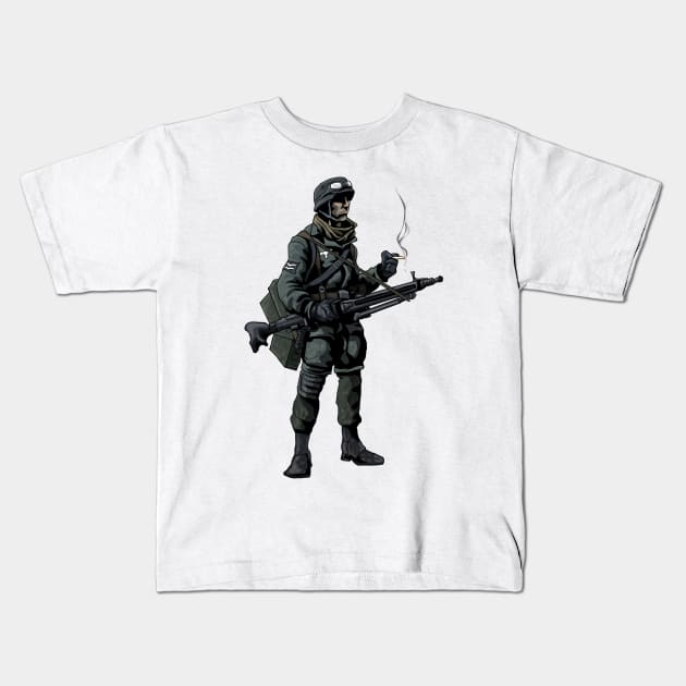 German Para MG42 Gunner Kids T-Shirt by heinavaara